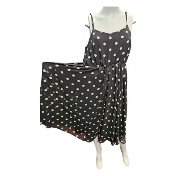 torrid Polka Dot Black Midi Dress Spaghetti Straps Flowy Silhouette NWT - Picture 4 of 4